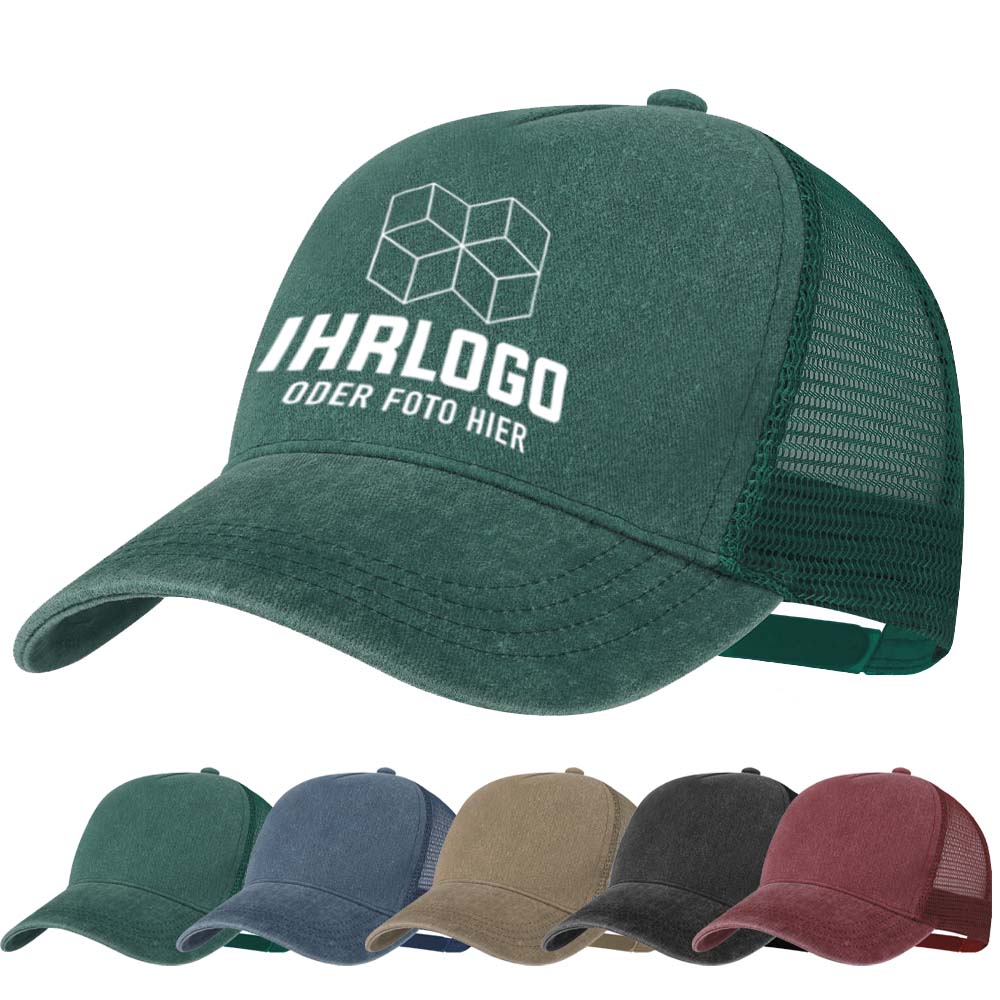 5-Panel-Kappe mit Wash-Effect-Finish in Grün selbst gestalten