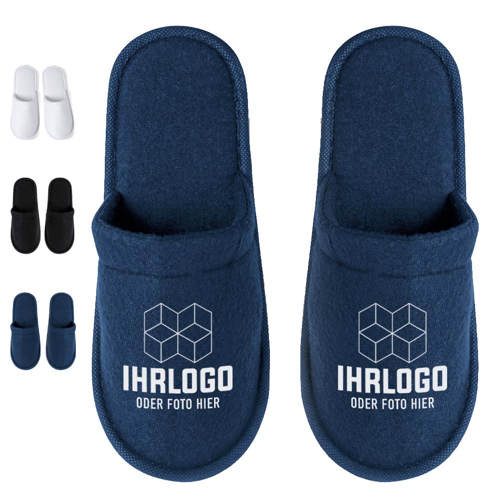 Günstige Slipper - Pantoffeln in Blau zum bedrucken