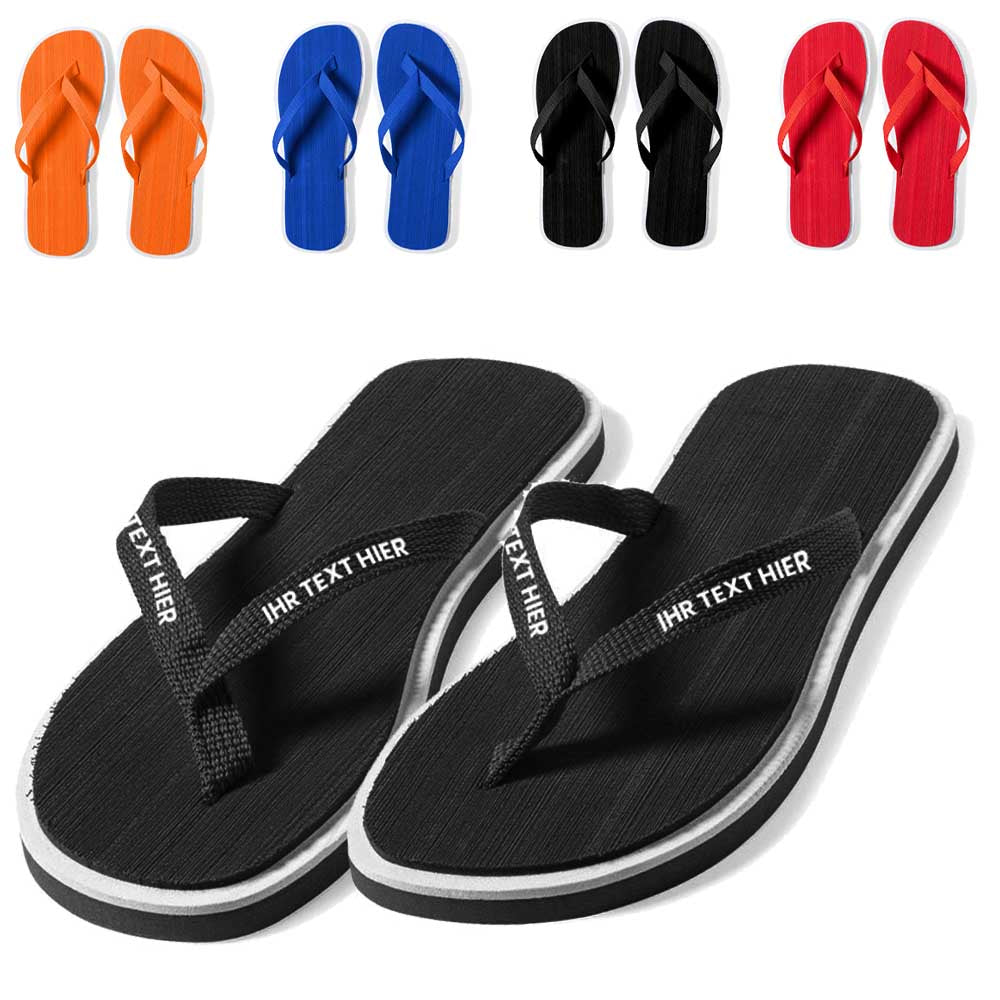 Flip Flop Kaiman in Schwarz - bedrucken lassen