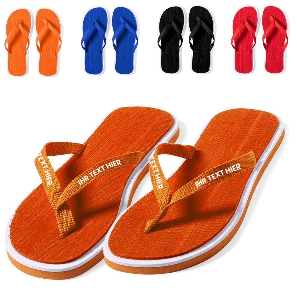 Flip Flop Kaiman in Orange - Riemen bedruckbar