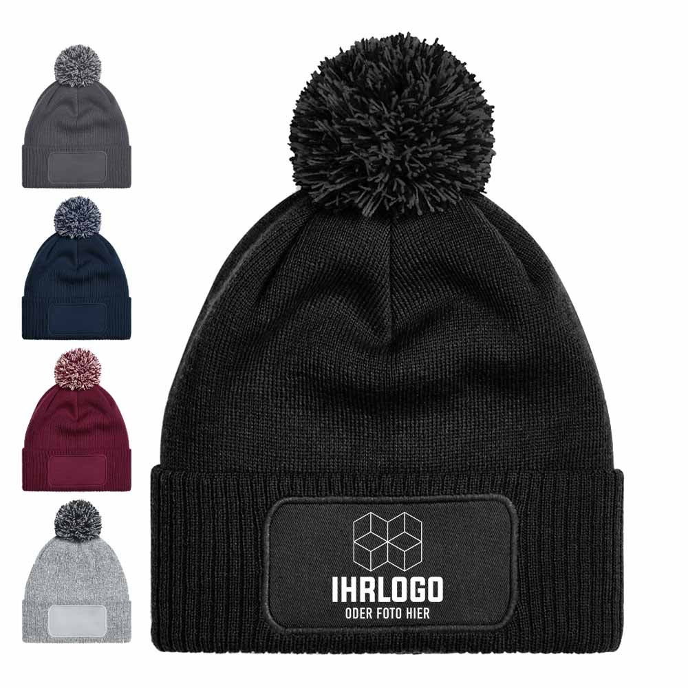 Beechfield Snowstar Mütze in schwarz/ Black