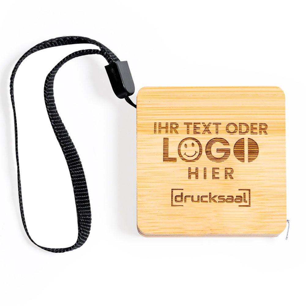 1 m Maßband aus Bambus, Metallklinge in Zentimetern und Zoll - Drucksaal