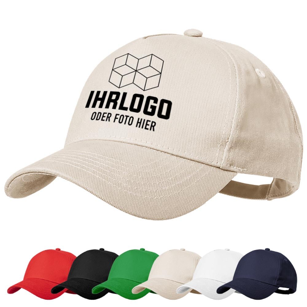 5 Panel Basecap aus Bio - Baumwolle in vielen Farben - Drucksaal