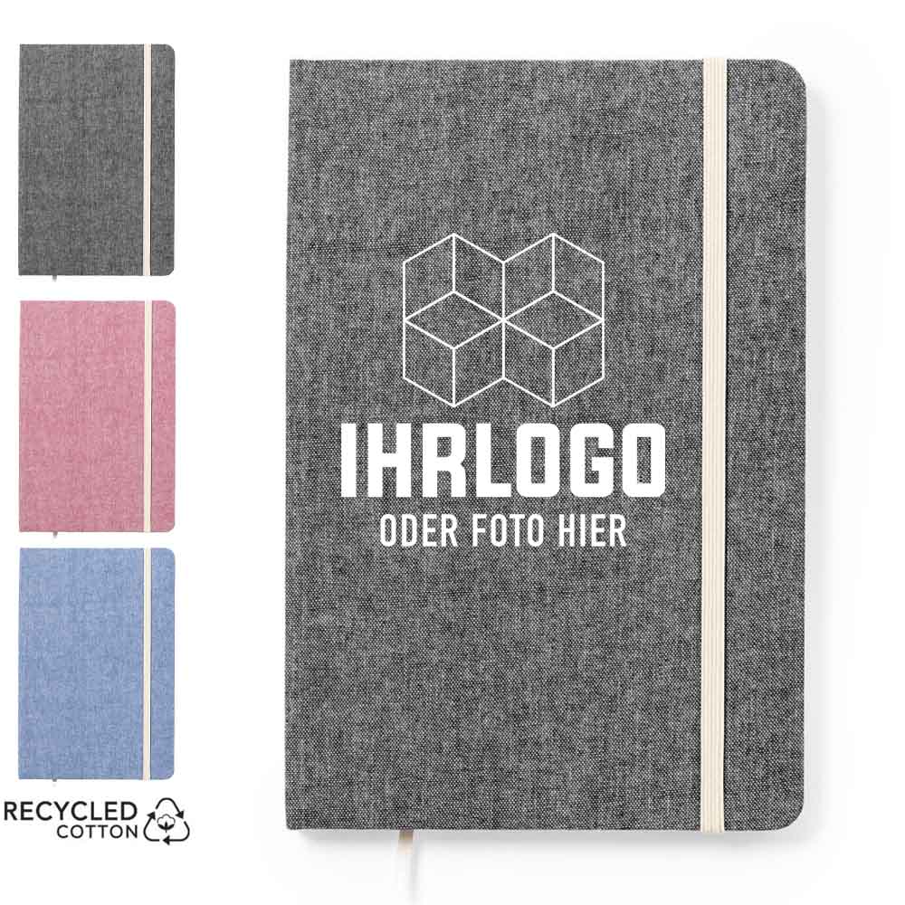 A5 Notizbuch aus 100% recycelter Baumwolle. - Drucksaal