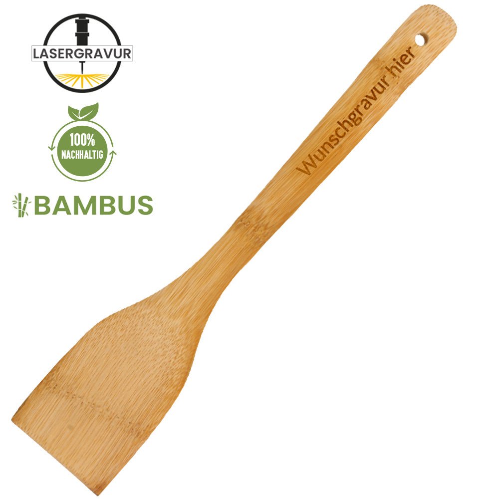 Bambus Spatel/ Pfannenwender mit persönlicher Lasergravur - Drucksaal
