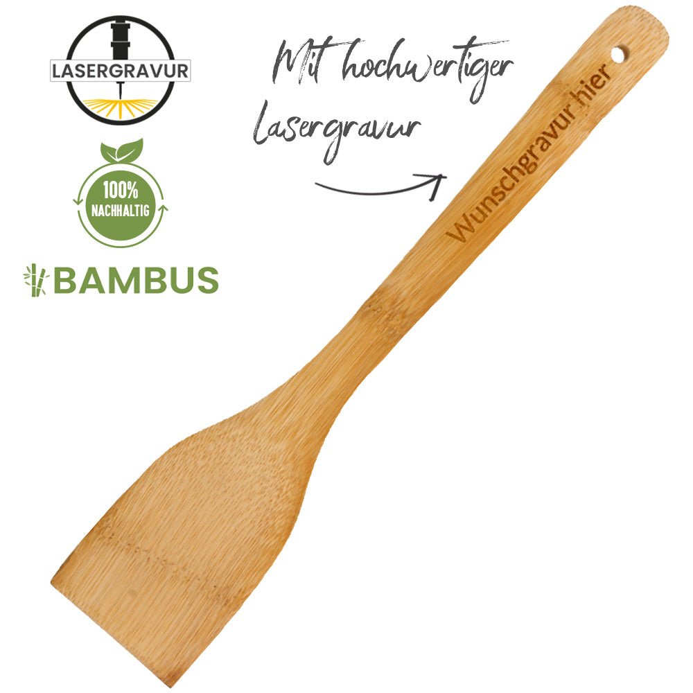 Bambus Spatel/ Pfannenwender mit persönlicher Lasergravur - Drucksaal