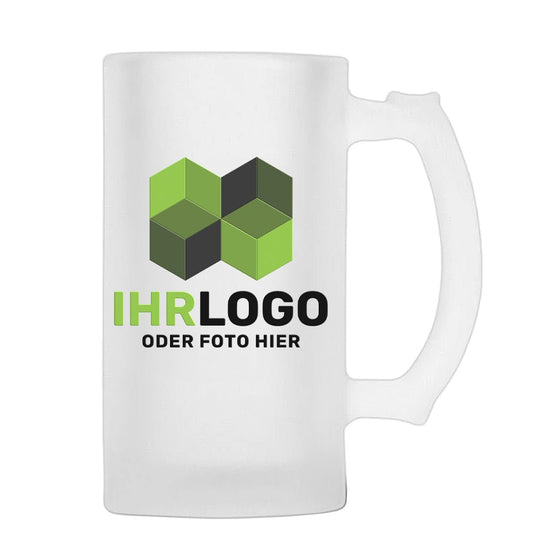 Bierkrug aus Glas, satiniert 0,47 ltr - Drucksaal