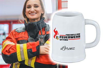 Bierkrug personalisiert für die Freiwillige Feuerwehr