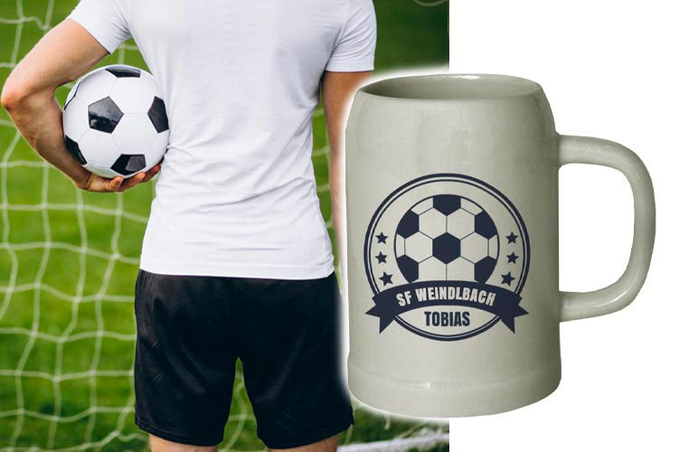Bierkrug für den Fussball Verein bedrucken