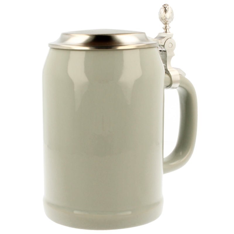 Bierkrug grau 0,5 mit Zinndeckel - Drucksaal