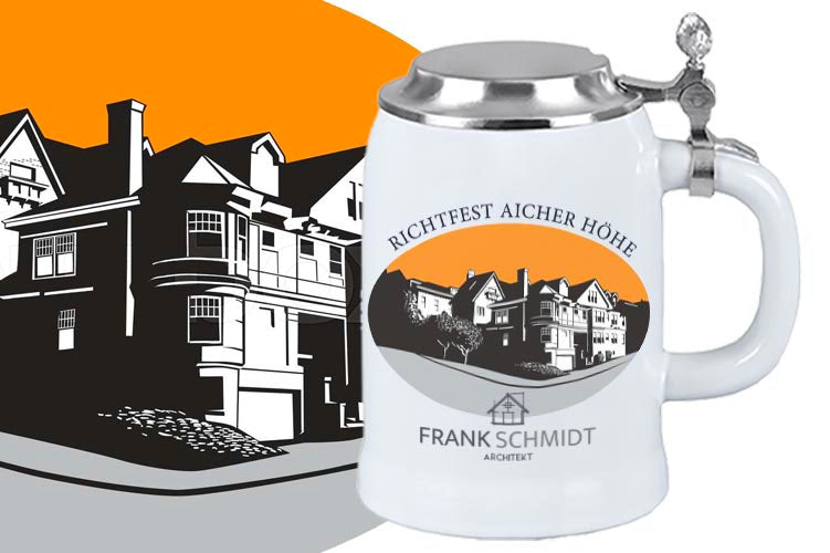 Bierkrug zum Jubiläum oder Richtfest Bedrucken