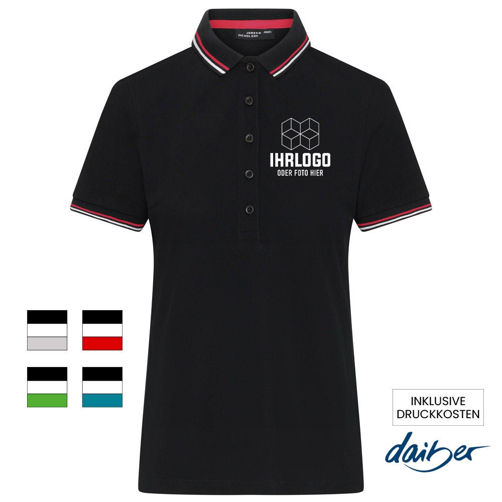 Damen Poloshirt mit versch. Farbakzente - Drucksaal