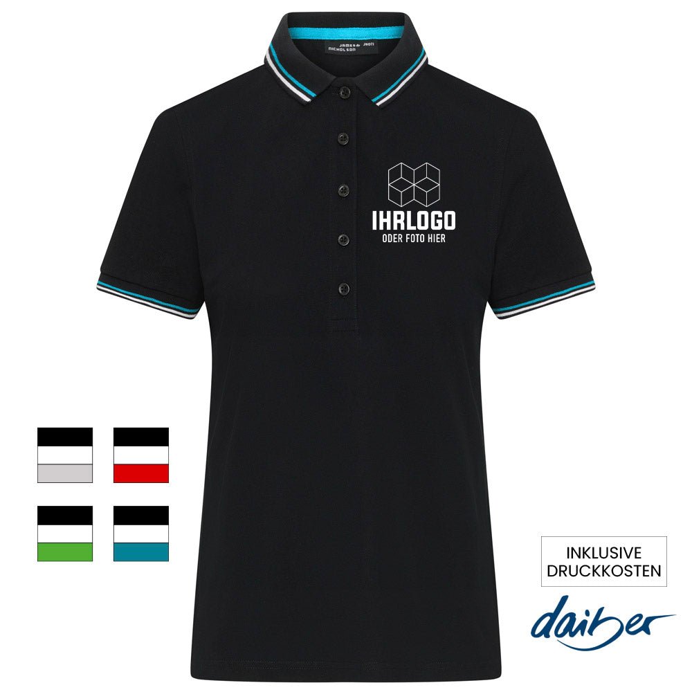 Damen Poloshirt mit versch. Farbakzente - Drucksaal