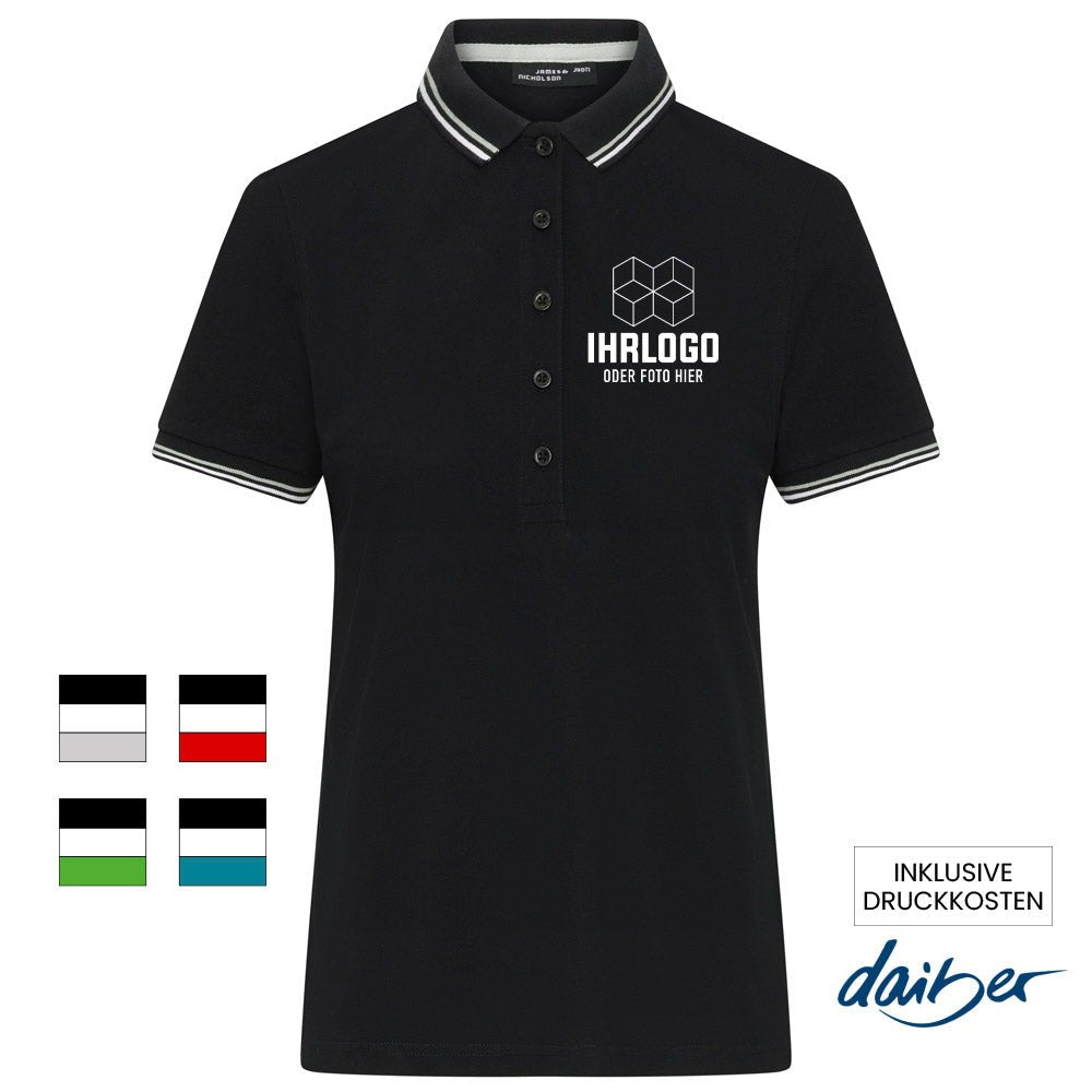 Damen Poloshirt mit versch. Farbakzente - Drucksaal