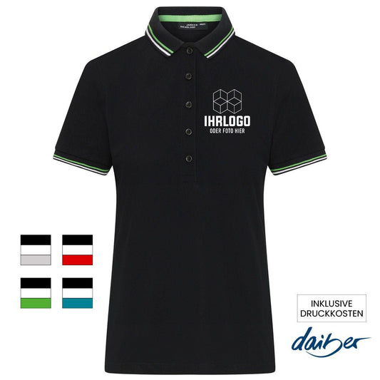 Damen Poloshirt mit versch. Farbakzente - Drucksaal
