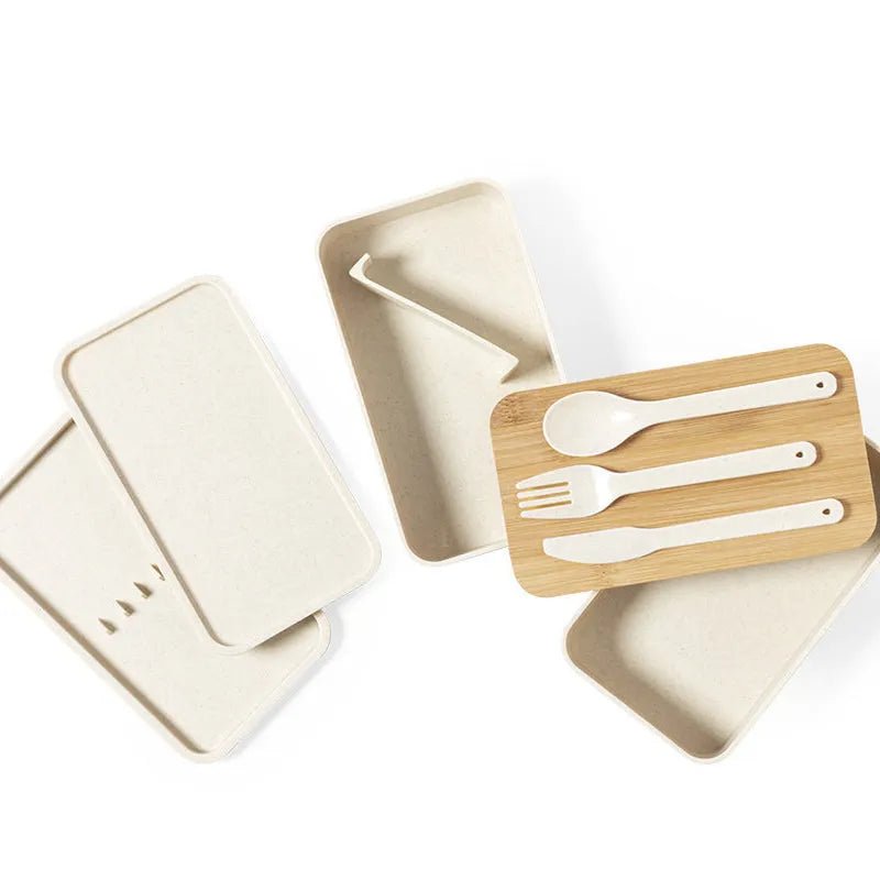 Doppeldecker Lunch/ Brunchbox mit Bambusdeckel - Drucksaal