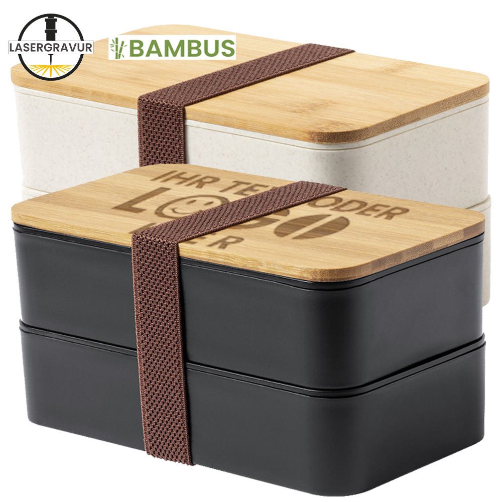 Doppeldecker Lunch/ Brunchbox mit Bambusdeckel - Drucksaal