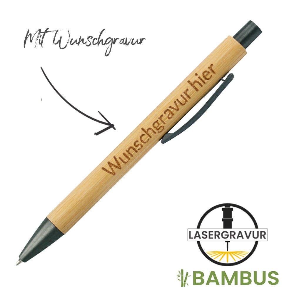 Druckbleistift Sofin aus Bambus mit Clip und matt verzinkten Metallbeschlägen - Drucksaal