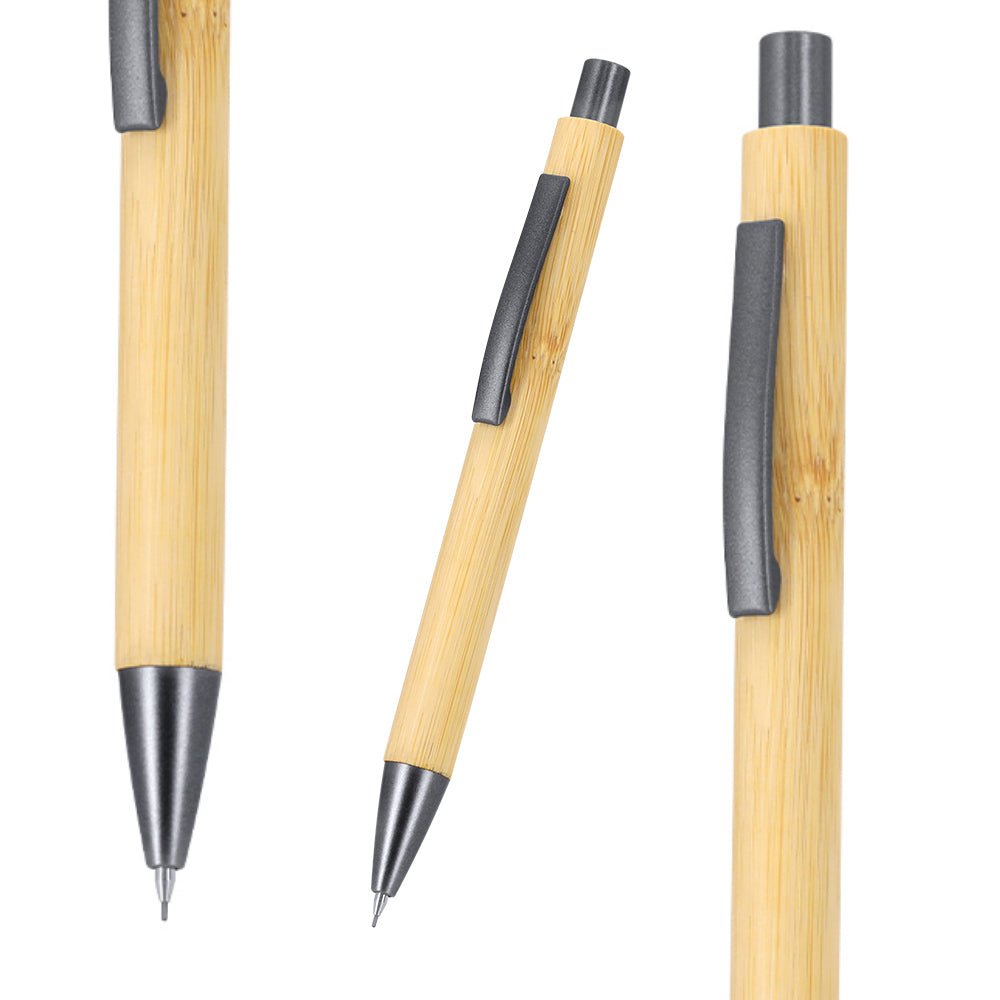 Druckbleistift Sofin aus Bambus mit Clip und matt verzinkten Metallbeschlägen - Drucksaal
