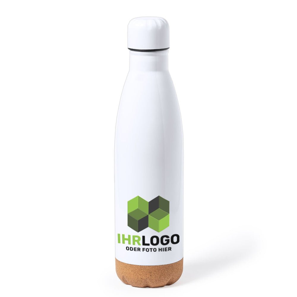 Edelstahl Trinkflasche 750 ml mit Korkboden - Drucksaal