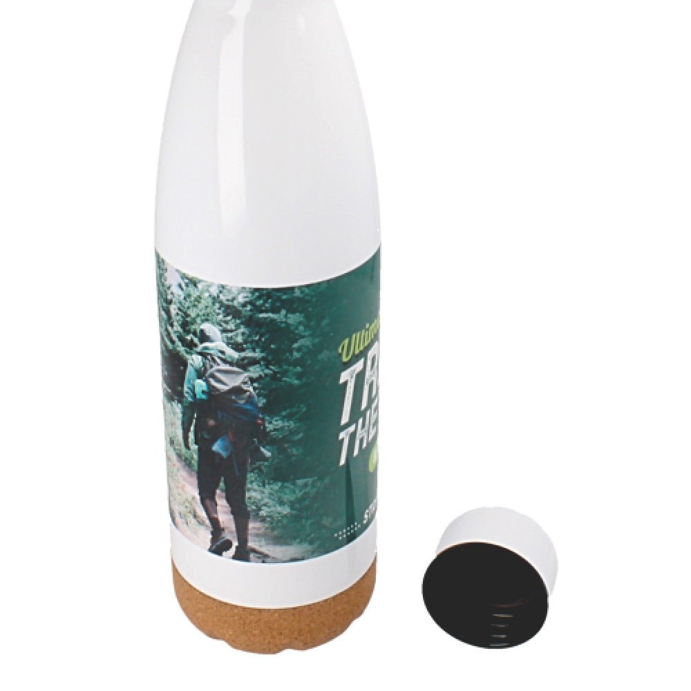 Edelstahl Trinkflasche 750 ml mit Korkboden - Drucksaal