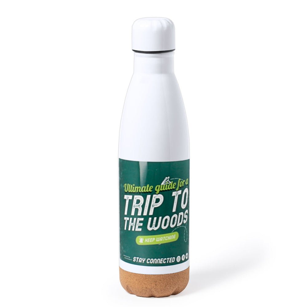 Edelstahl Trinkflasche 750 ml mit Korkboden - Drucksaal