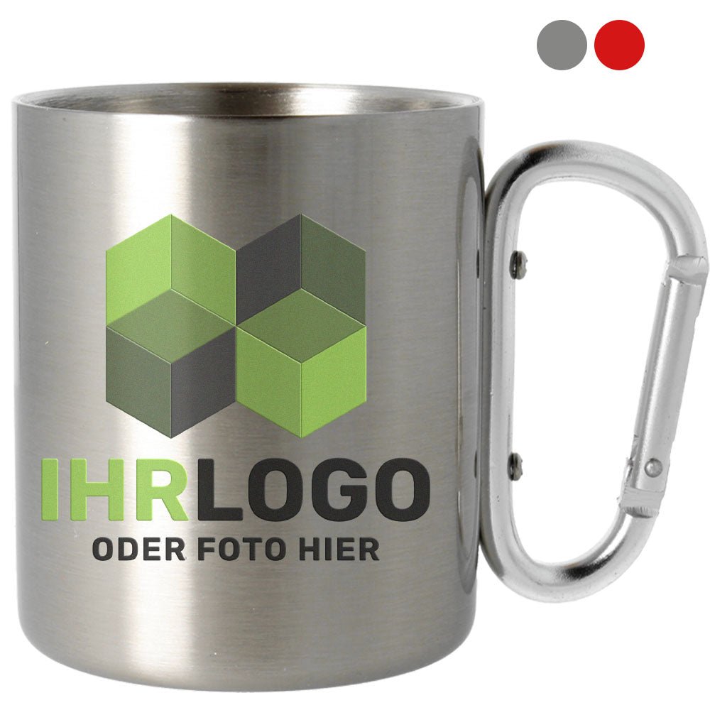 Edelstahltasse groß mit Karabiner