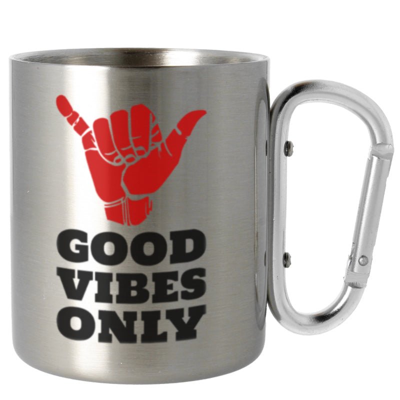 Edelstahltasse groß mit Karabiner - Drucksaal