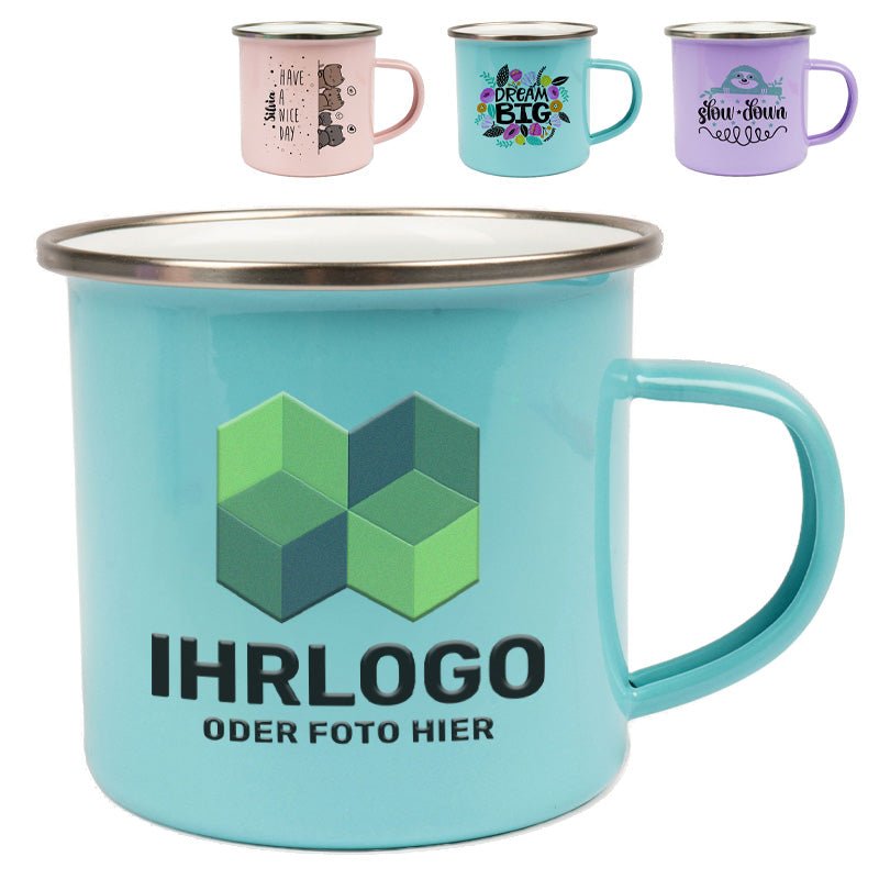 Emailletasse in attraktiven Pastellfarben - Drucksaal