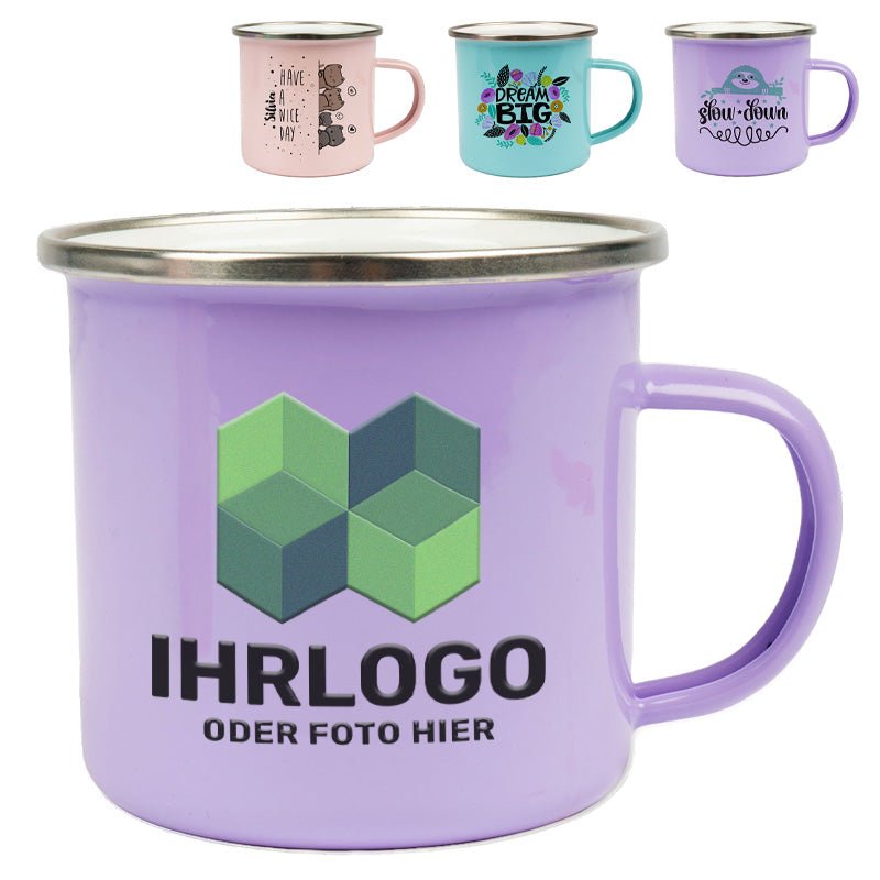 Emailletasse in attraktiven Pastellfarben - Drucksaal