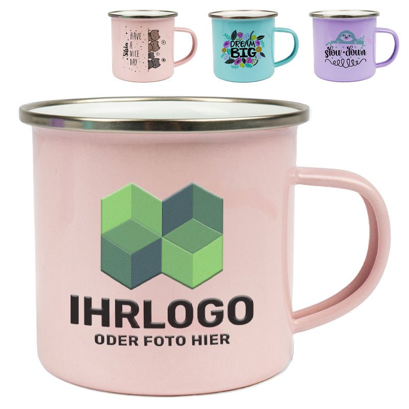 Emailletasse in attraktiven Pastellfarben - Drucksaal