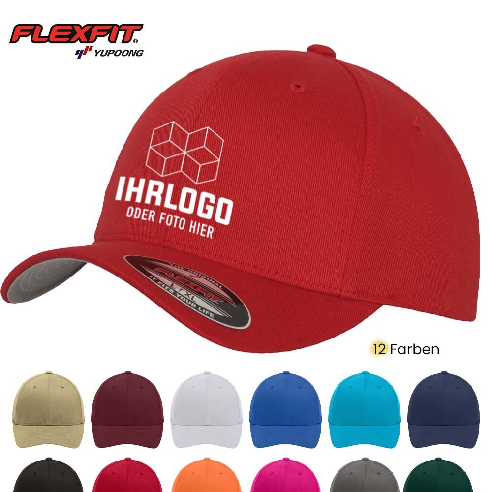 FlexFit® Trendiges 6 Panel Cap ohne Verschluss - Drucksaal