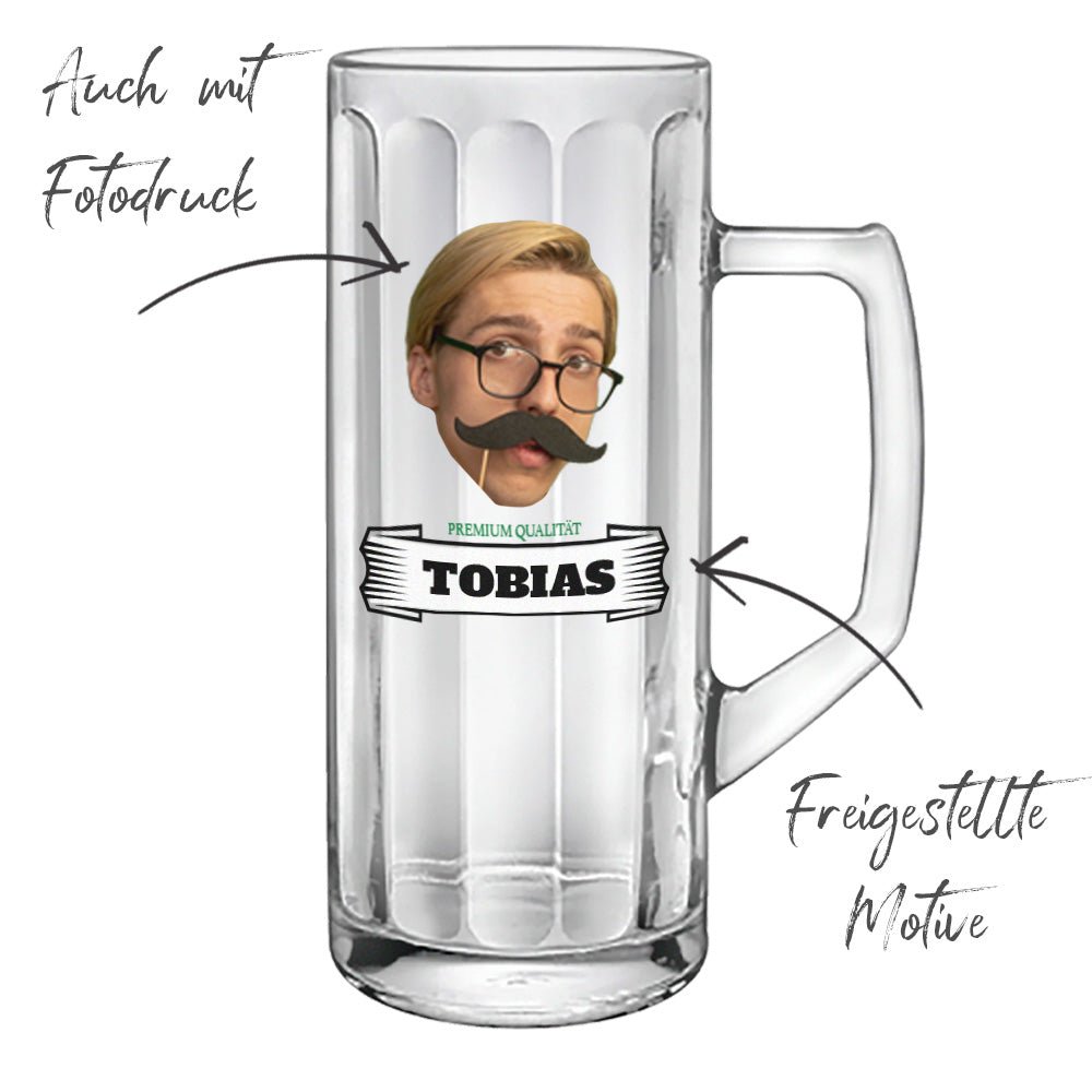 Foto und Logo Glasseidel, Glaskrug 0,5 ltr - Drucksaal