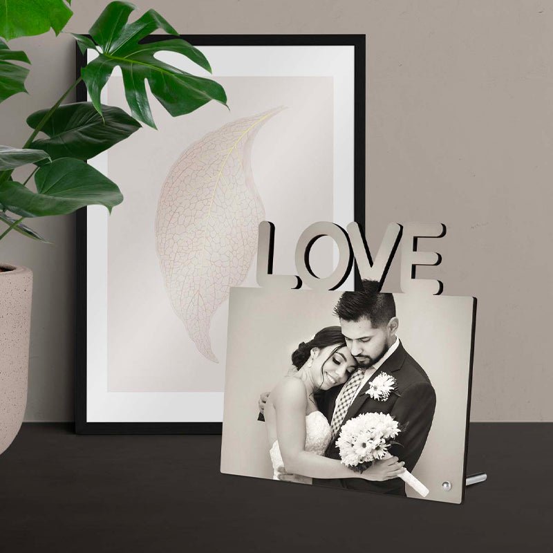 Fotoaufsteller mit Schriftzug Love - Drucksaal