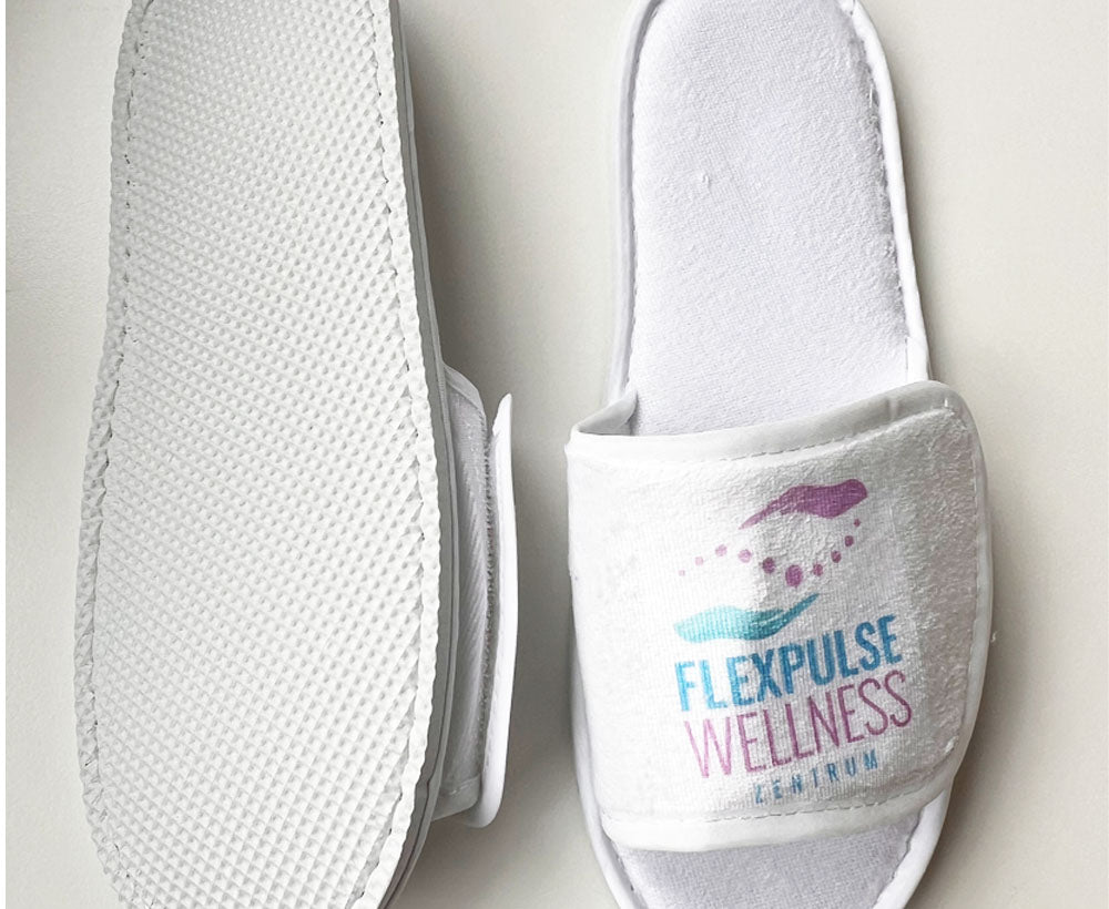 Frottee Slipper mit Klettverschluss - Drucksaal