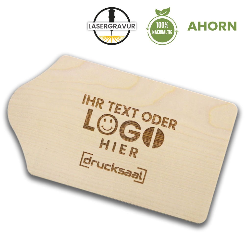 Beispiel Frühstücksbrettchen personalisieren mit Wunschravur Kapellenform