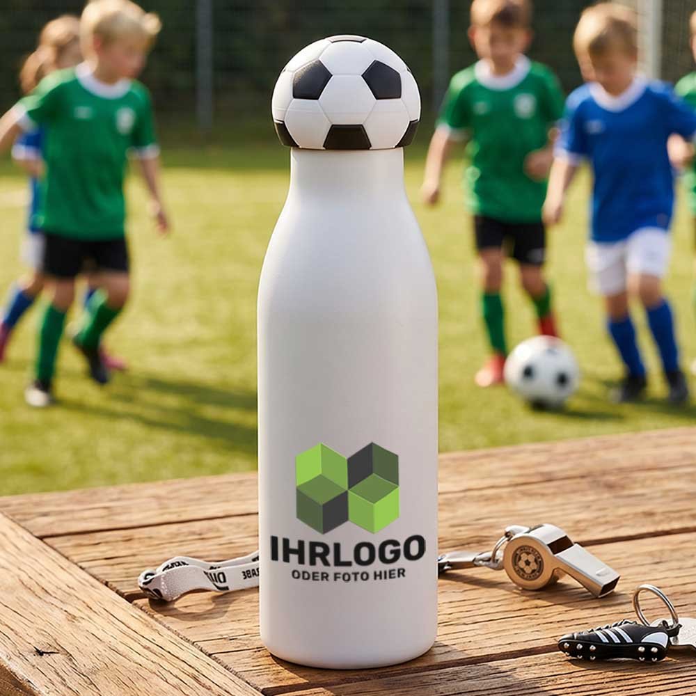 Fußball Trinkflasche aus Edelstahl 550 ml - Drucksaal