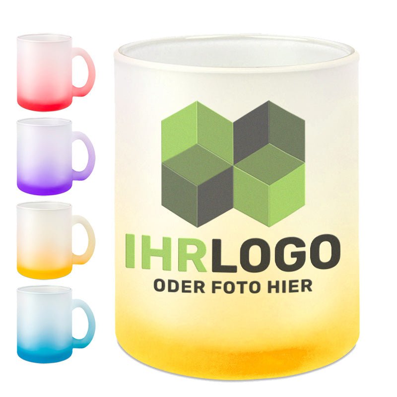 Glastasse mit Farbverlauf, versch. Farben - Drucksaal