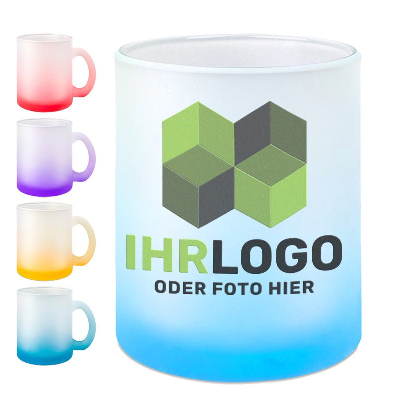 Glastasse mit Farbverlauf, versch. Farben - Drucksaal