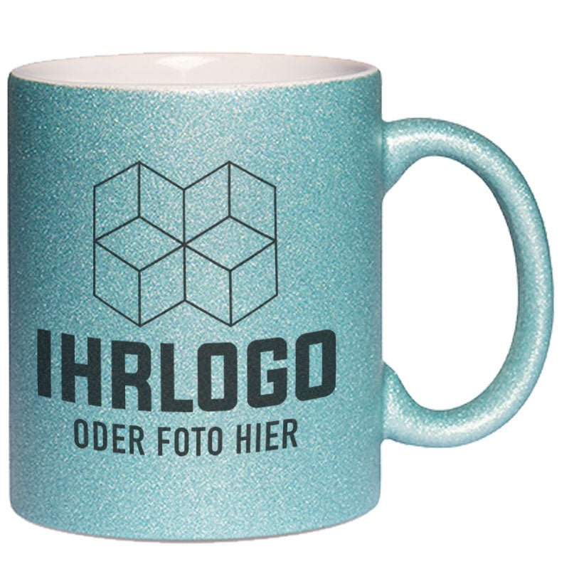 Glitzertasse mit Glitzerpartikeln, versch. Farben - Drucksaal