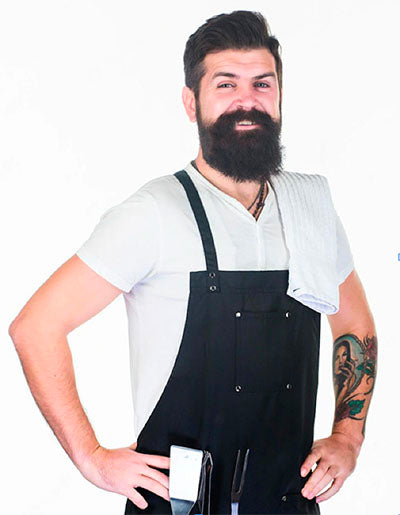 Grillschürze in schwarz Mann mit Bart