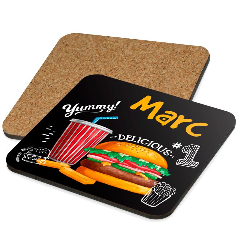 Hartfaser - Kork Untersetzer 9.5 x 9.5 cm - Drucksaal