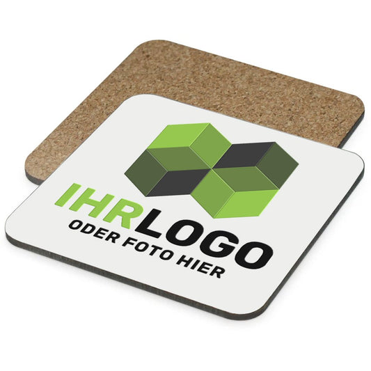 Hartfaser - Kork Untersetzer 9.5 x 9.5 cm - Drucksaal