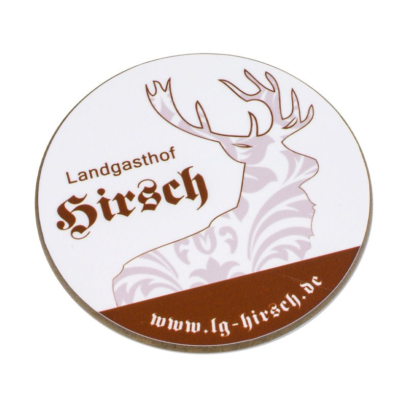 Hartfaser Untersetzer rund 9 x 9 cm - Drucksaal