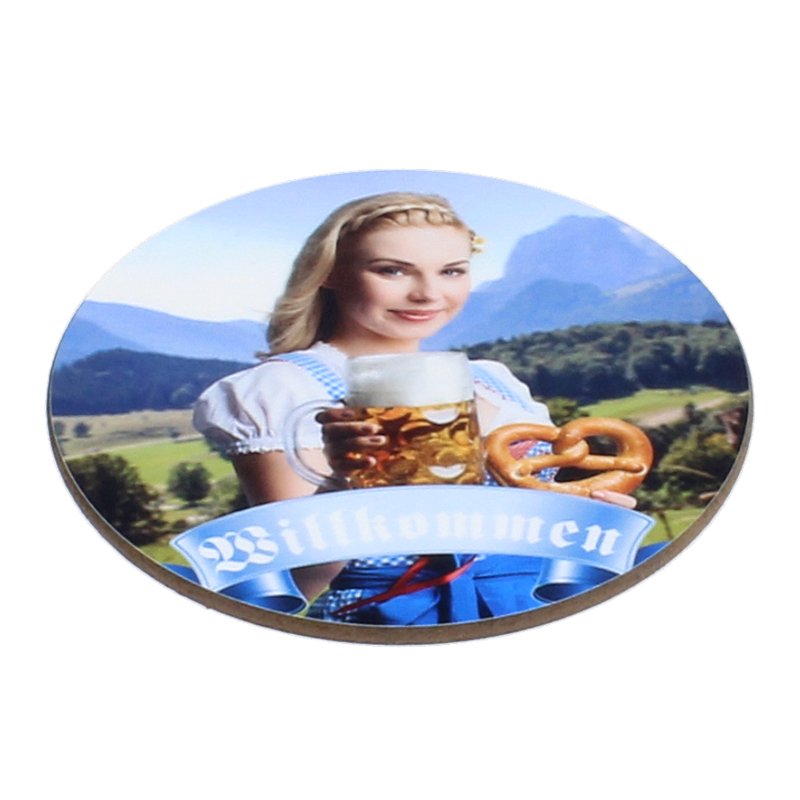 Hartfaser Untersetzer rund 9 x 9 cm - Drucksaal