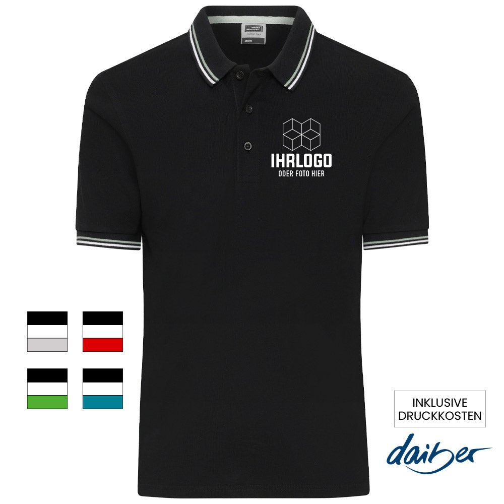 Herren Poloshirt mit Farbstreifen - Drucksaal