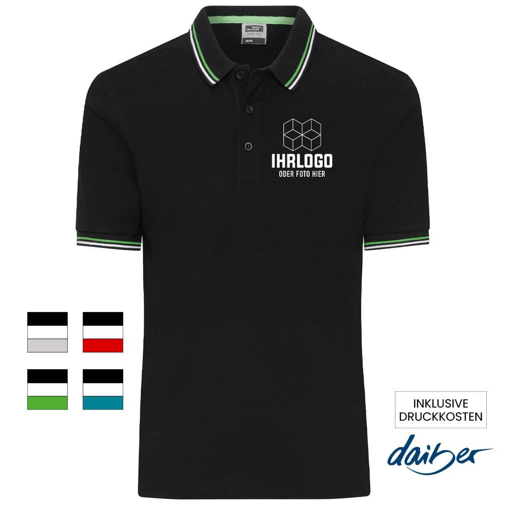 Herren Poloshirt mit Farbstreifen - Drucksaal