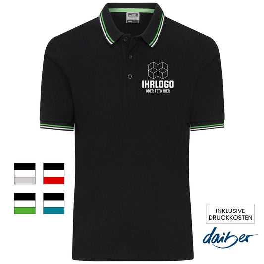 Herren Poloshirt mit Farbstreifen - Drucksaal