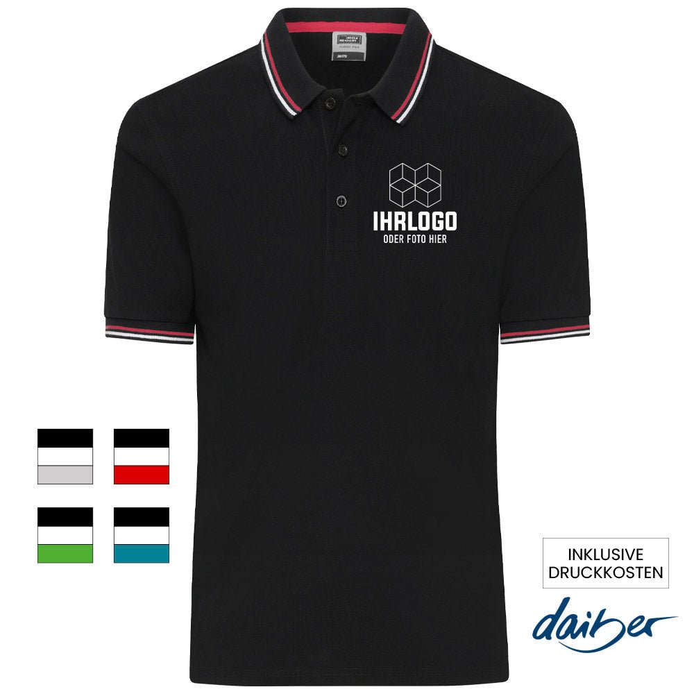 Herren Poloshirt mit Farbstreifen - Drucksaal