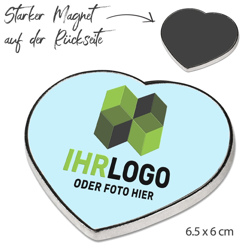 Herz Metallmagnet Silber mit bedruckbarem Einsatz - Drucksaal